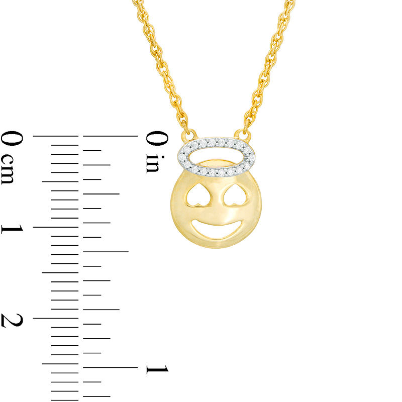 Main Image 2 of 0.04 CT. T.W. Diamond Smiley Face with Heart-Eyes with Halo Necklace in Sterling Silver with 14K Gold Plate