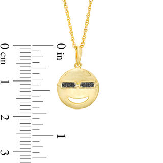 Black Diamond Accent Smiley Face with Sunglasses Pendant in Sterling Silver with 14K Gold Plate