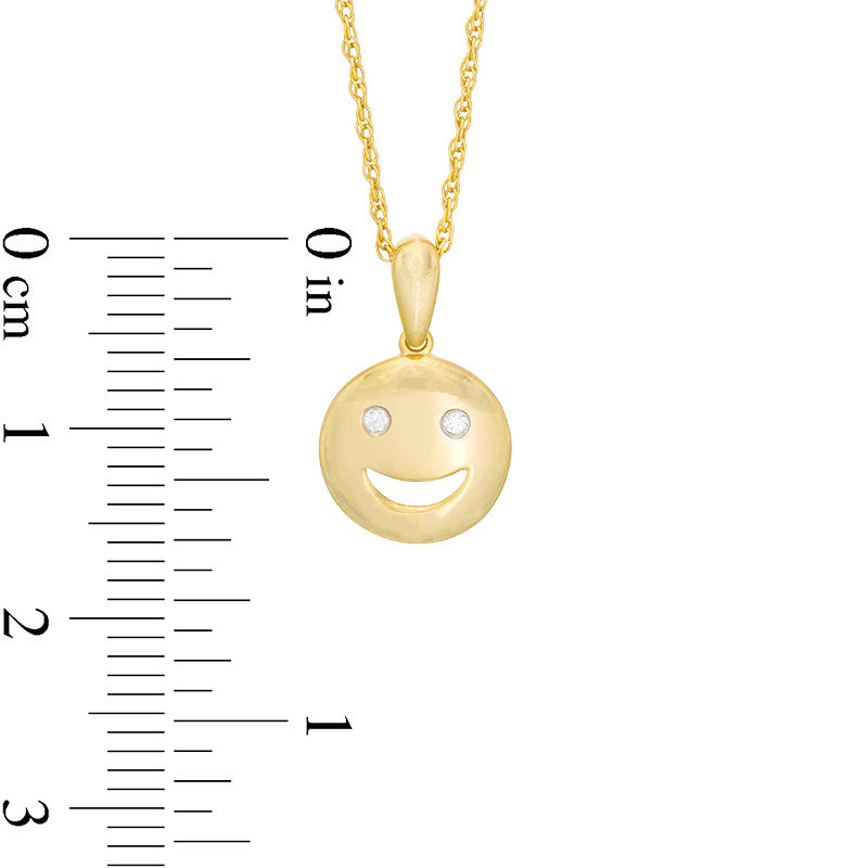 Main Image 2 of Diamond Accent Smiley Face Pendant in Sterling Silver with 14K Gold Plate