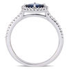 Thumbnail Image 4 of Sideways Oval Blue Sapphire and 0.18 CT. T.W. Diamond Frame Ring in 14K White Gold