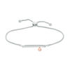 Thumbnail Image 1 of 0.04 CT. T.W. Diamond Bar and Smiley Face Charm Bolo Bracelet in Sterling Silver and 10K Rose Gold - 9.5&quot;