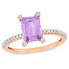 Thumbnail Image 0 of Emerald-Cut Amethyst and 0.10 CT. T.W. Diamond Engagement Ring in 10K Rose Gold