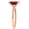 Thumbnail Image 3 of Emerald-Cut Garnet and 0.10 CT. T.W. Diamond Engagement Ring in 10K Rose Gold