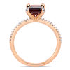 Thumbnail Image 4 of Emerald-Cut Garnet and 0.10 CT. T.W. Diamond Engagement Ring in 10K Rose Gold