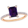 Thumbnail Image 1 of Emerald-Cut Amethyst and 0.10 CT. T.W. Diamond Engagement Ring in 10K Rose Gold