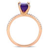Thumbnail Image 4 of Emerald-Cut Amethyst and 0.10 CT. T.W. Diamond Engagement Ring in 10K Rose Gold