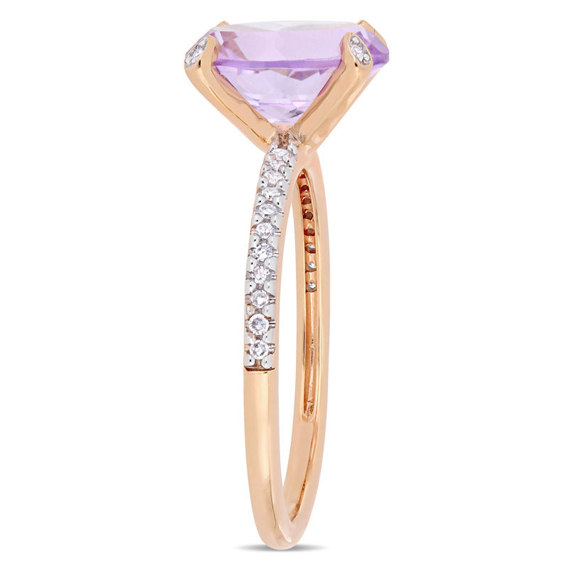Oval Amethyst and 0.10 CT. T.W. Diamond Engagement Ring in 10K Rose Gold