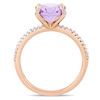 Thumbnail Image 4 of Oval Amethyst and 0.10 CT. T.W. Diamond Engagement Ring in 10K Rose Gold