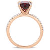 Thumbnail Image 3 of Oval Garnet and 0.10 CT. T.W. Diamond Engagement Ring in 10K Rose Gold