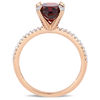 Thumbnail Image 4 of Oval Garnet and 0.10 CT. T.W. Diamond Engagement Ring in 10K Rose Gold