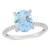 Thumbnail Image 1 of Oval Sky Blue Topaz and 0.10 CT. T.W. Diamond Engagement Ring in 10K White Gold