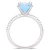 Thumbnail Image 4 of Oval Sky Blue Topaz and 0.10 CT. T.W. Diamond Engagement Ring in 10K White Gold