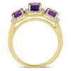 Thumbnail Image 4 of Oval Amethyst and 0.28 CT. T.W. Diamond Three Stone Frame Vintage-Style Ring in Sterling Silver with Yellow Rhodium