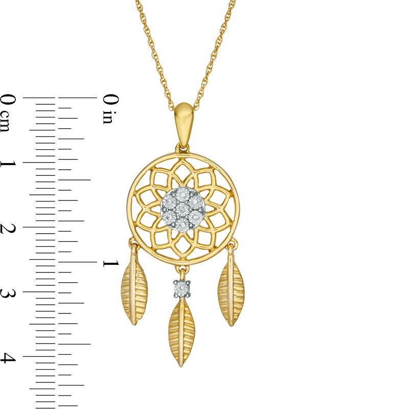 Diamond Accent Dreamcatcher Pendant in Sterling Silver and 14K Gold Plate