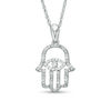 Thumbnail Image 0 of 0.085 CT. T.W. Diamond Evil Eye Hamsa Pendant in Sterling Silver