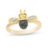 Thumbnail Image 1 of 0.085 CT. T.W. Enhanced Black and White Diamond Bumble Bee Ring in Sterling Silver and 14K Gold Plate