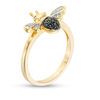 Thumbnail Image 2 of 0.085 CT. T.W. Enhanced Black and White Diamond Bumble Bee Ring in Sterling Silver and 14K Gold Plate