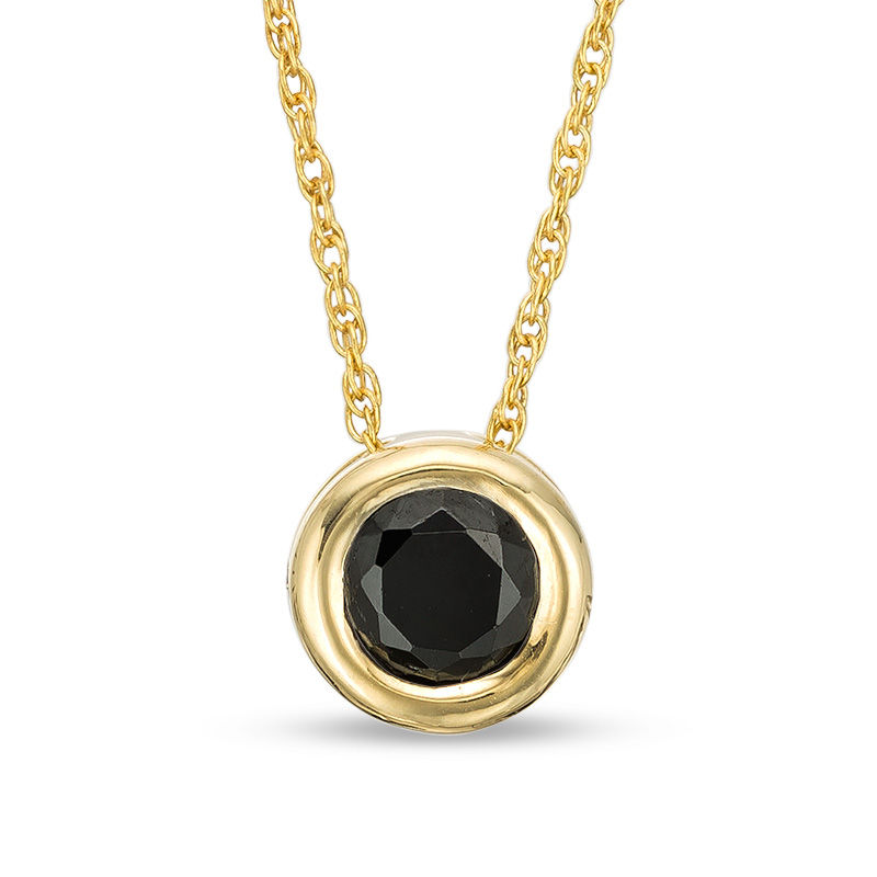 Main Image 1 of 0.45 CT. Black Diamond Solitaire Bezel-Set Pendant in 10K Gold