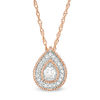 Thumbnail Image 1 of 0.115 CT. T.W. Diamond Teardrop Frame Vintage-Style Pendant in 10K Rose Gold
