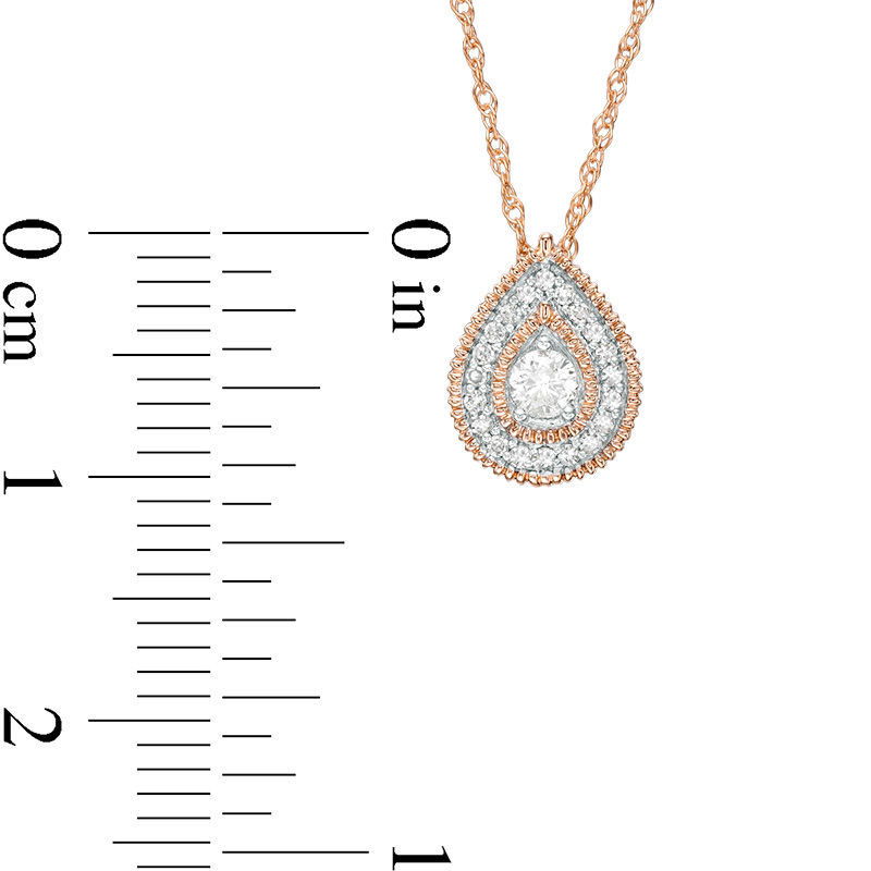 0.115 CT. T.W. Diamond Teardrop Frame Vintage-Style Pendant in 10K Rose Gold