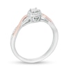 Thumbnail Image 2 of 0.115 CT. T.W. Diamond Frame Twist Shank Promise Ring in Sterling Silver and 10K Rose Gold