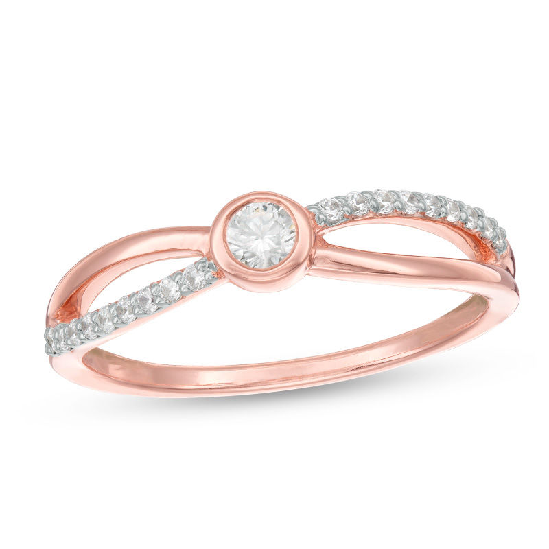 0.18 CT. T.W. Diamond Split Shank Promise Ring in 10K Rose Gold|Peoples Jewellers