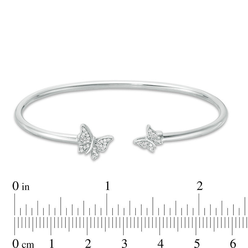 0.10 CT. T.W. Diamond Butterflies Flex Bangle in Sterling Silver