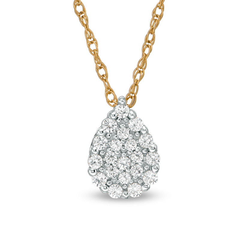 0.10 CT. T.W. Pear-Shaped Multi-Diamond Teardrop Pendant in 10K Gold|Peoples Jewellers