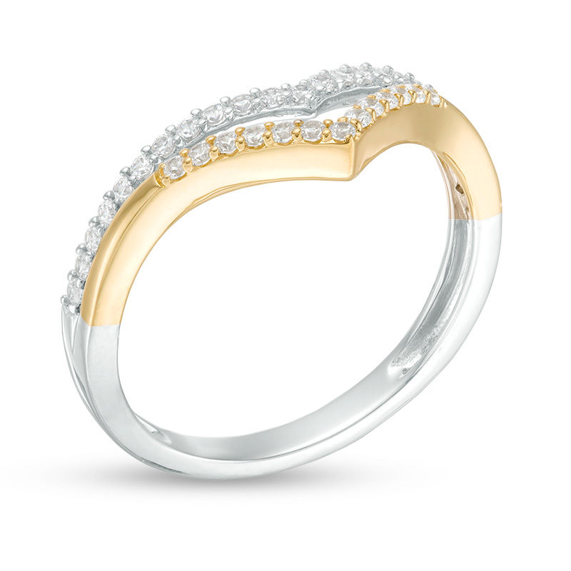 0.25 CT. T.W. Diamond Double Chevron Band in 10K Two-Tone Gold