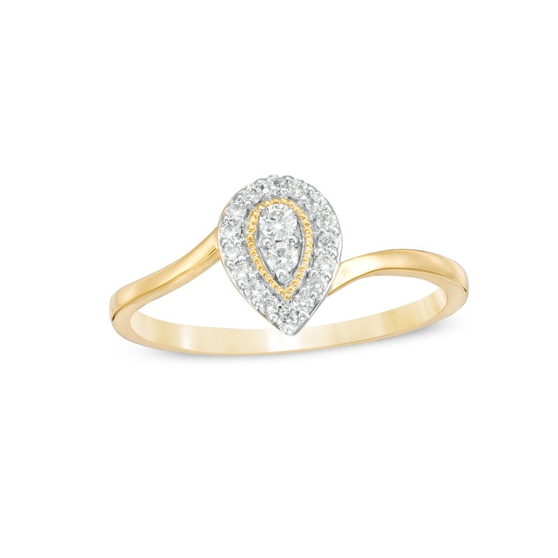 0.145 CT. T.W. Diamond Teardrop Frame Promise Ring in 10K Gold