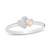 Thumbnail Image 0 of Diamond Accent Double Heart Ring in Sterling Silver and 10K Rose Gold