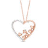 Thumbnail Image 0 of 0.10 CT. T.W. Diamond Scatter Tilted Heart Pendant in 10K Rose Gold