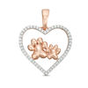 Thumbnail Image 0 of 0.16 CT. T.W. Diamond Paw Prints in Heart Pendant in 10K Rose Gold