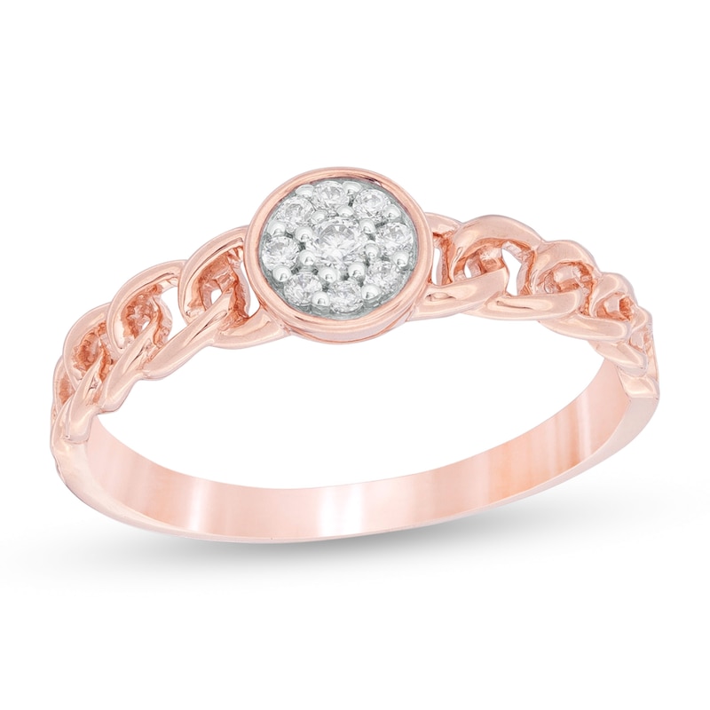 Main Image 1 of 0.086 CT. T.W. Composite Diamond Link Shank Promise Ring in 10K Rose Gold