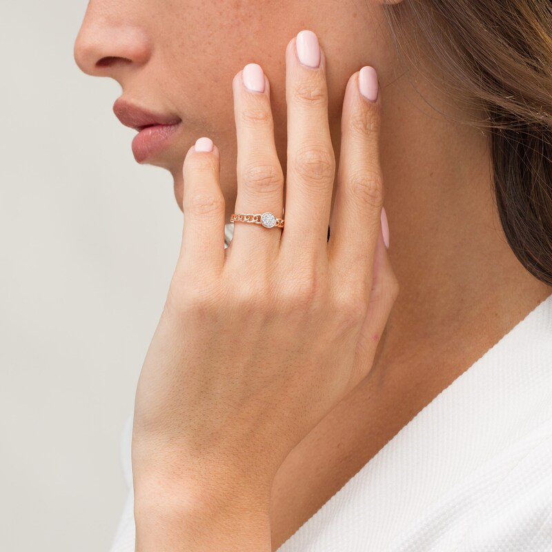 Main Image 2 of 0.086 CT. T.W. Composite Diamond Link Shank Promise Ring in 10K Rose Gold