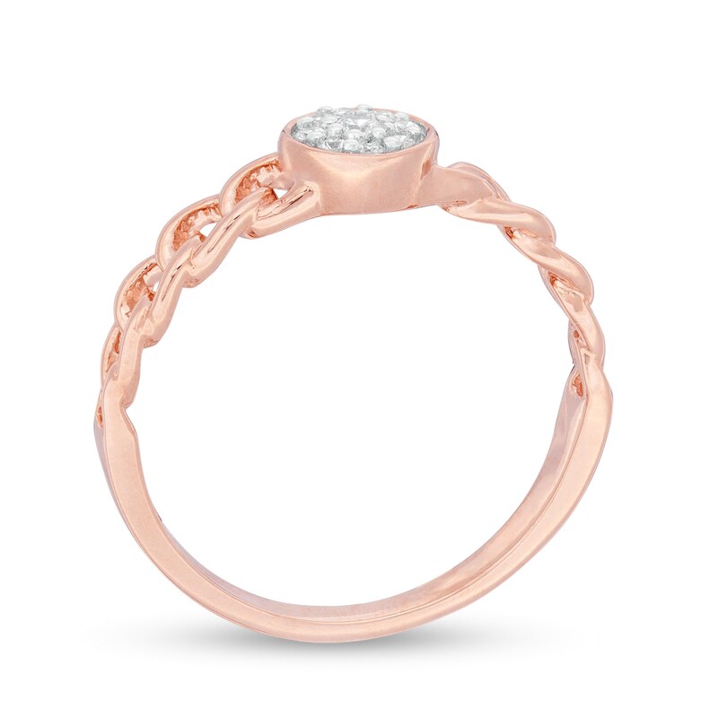 Main Image 3 of 0.086 CT. T.W. Composite Diamond Link Shank Promise Ring in 10K Rose Gold