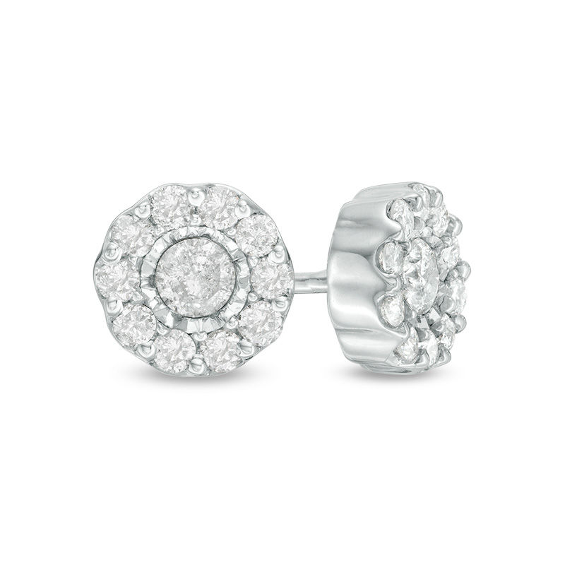 0.50 CT. T.W. Diamond Frame Stud Earrings in 10K White Gold|Peoples Jewellers