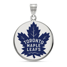 NHL Enamel Team Logo Disc Pendant in Sterling Silver (Select Team)