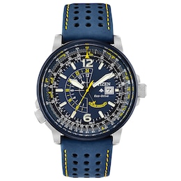 Men's Citizen Eco-Drive Blue Angels Promaster Nighthawk Strap Watch with Blue Dial (Model: BJ7007-02L)