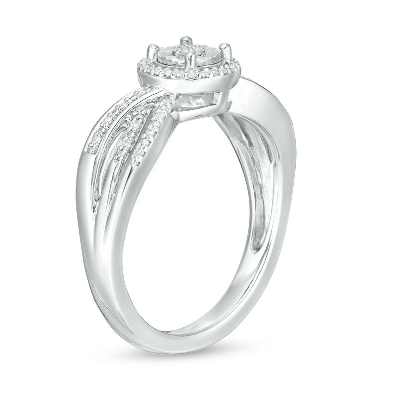 Main Image 3 of 0.10 CT. T.W. Composite Diamond Frame Crossover Ring in Sterling Silver
