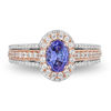 Thumbnail Image 3 of Enchanted Disney Ariel Oval Tanzanite and 0.69 CT. T.W. Diamond Double Frame Engagement Ring in 14K Two-Tone Gold