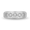 Thumbnail Image 2 of Enchanted Disney Men's 0.50 CT. T.W. Diamond Five Stone Crown Wedding Band in 14K White Gold