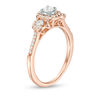 Thumbnail Image 1 of 0.50 CT. T.W. Diamond Past Present Future® Cushion Frame Engagement Ring in 10K Rose Gold