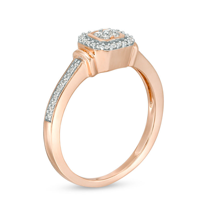0.18 CT. T.W. Quad Diamond Octagon Frame Promise Ring in 10K Rose Gold