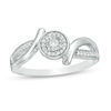Thumbnail Image 0 of 0.085 CT. T.W. Composite Diamond Ribbon Split Shank Promise Ring in Sterling Silver