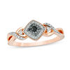 Thumbnail Image 0 of 0.085 CT. T.W.  Black and White Diamond Tilted Square Frame Promise Ring in 10K Rose Gold