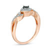 Thumbnail Image 2 of 0.085 CT. T.W.  Black and White Diamond Tilted Square Frame Promise Ring in 10K Rose Gold