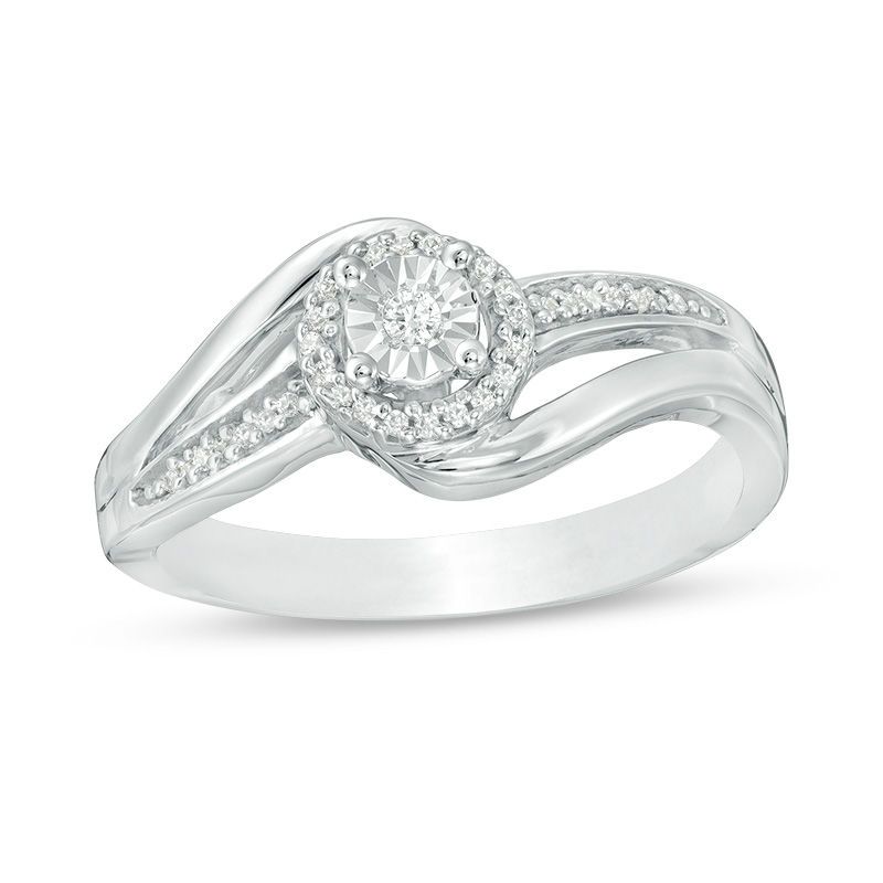 0.085 CT. T.W. Composite Diamond Bypass Promise Ring in Sterling Silver|Peoples Jewellers