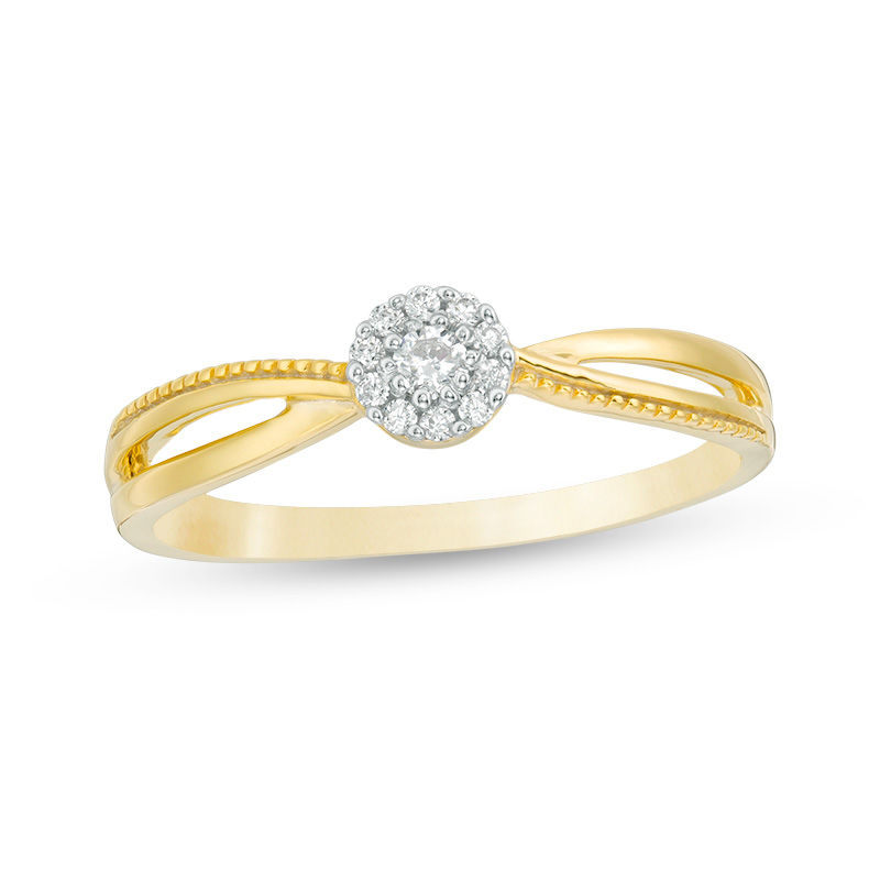 0.085 CT. T.W. Diamond Vintage-Style Split Shank Promise Ring in 10K Gold