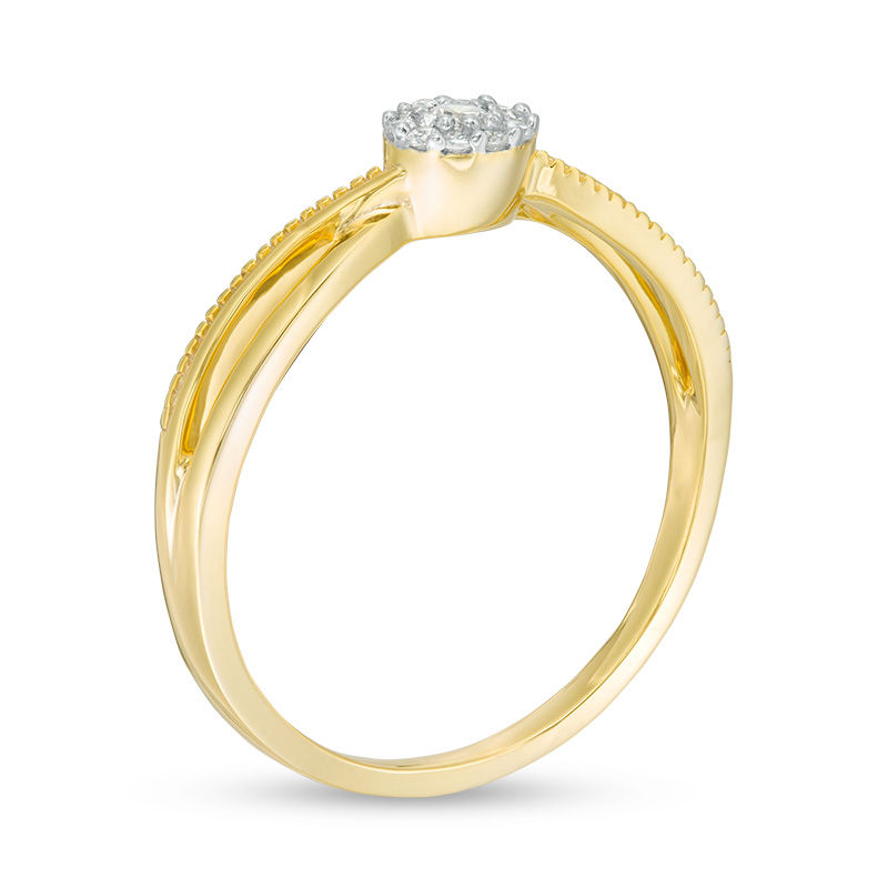 0.085 CT. T.W. Diamond Vintage-Style Split Shank Promise Ring in 10K Gold